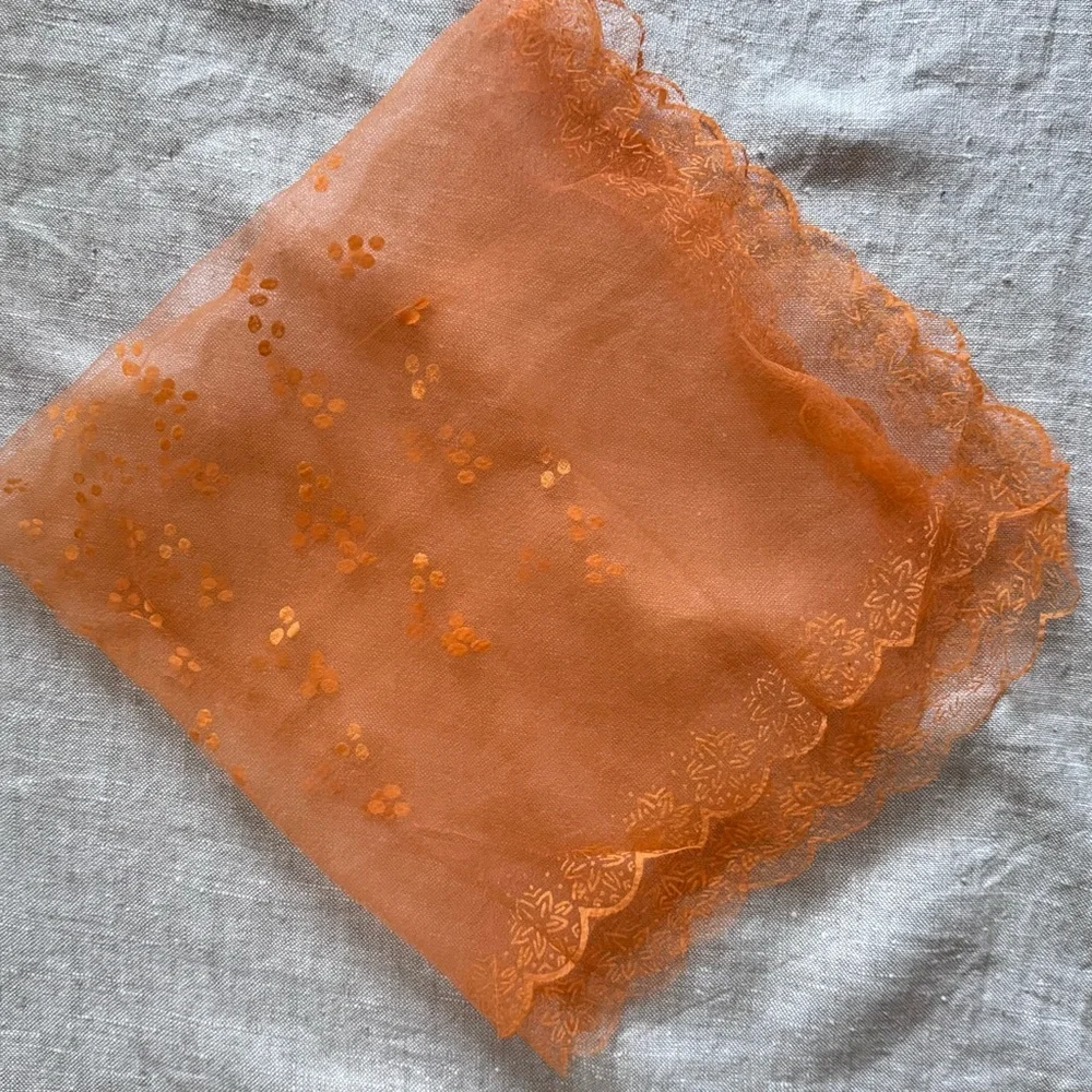 vintage chiffon scarf lot orange & green - Picture 8 of 11